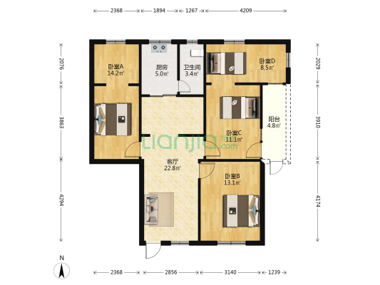 东牙巷3号二附小宿舍 4室1厅1卫 102平方
