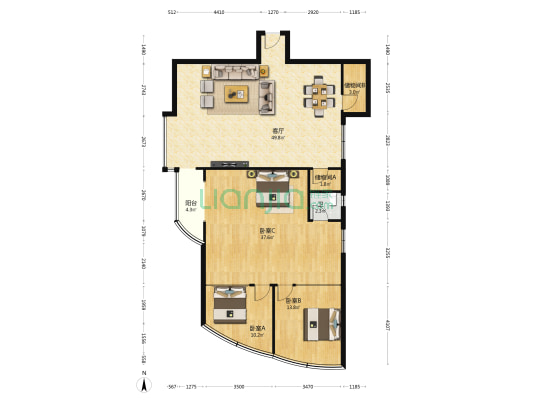 西南明苑 3室1厅1卫 153平方