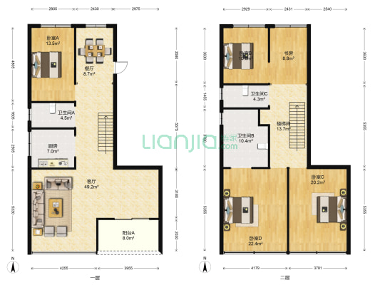 紫金湾D区 5室2厅3卫 155平方