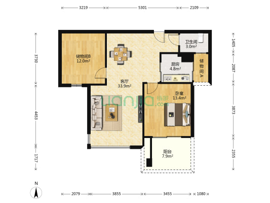 万科金域蓝湾 1室1厅1卫 87平方