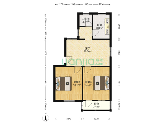 热电新村 2室1厅1卫 68平方