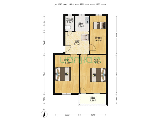 费家巷16号 3室1厅1卫 64平方