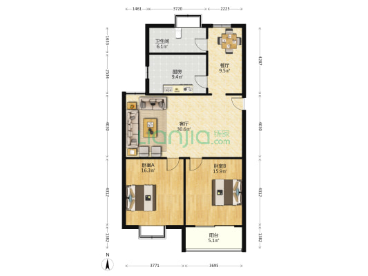 锦绣苑小区 2室2厅1卫 113平方