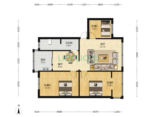 凤翥街110号 3室2厅1卫 94平方