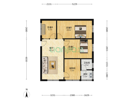 惠华楼 3室1厅1卫 80平方