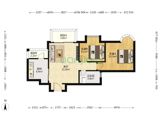 明汇轩 2室1厅1卫 78平方