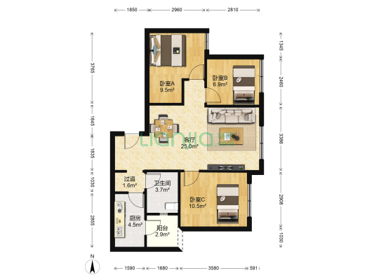 华润国际社区 3室1厅1卫 79平方