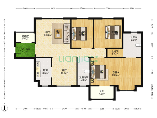 金辉▪巴陵华庭 3室2厅2卫 141平方