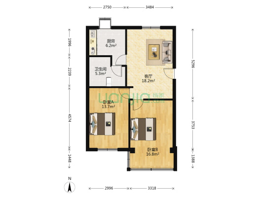 太平妈街 2室1厅1卫 77平方