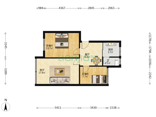 南浦路46号 2室2厅1卫 66平方
