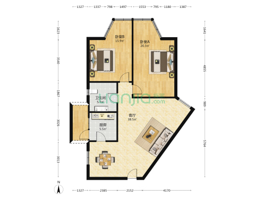 帝晶大厦 2室1厅1卫 116平方