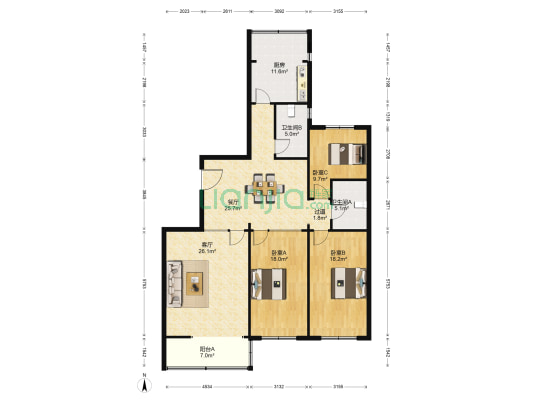 丹颐园 3室2厅2卫 177平方