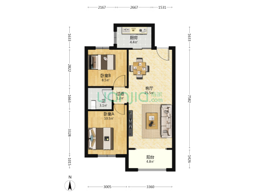 天立教育城 2室1厅1卫 89平方