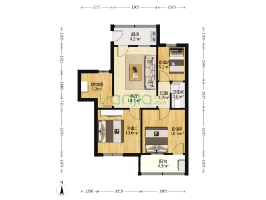 绍辉里 3室1厅1卫 72平方