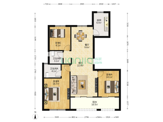 蓝光长岛国际社区南区 3室2厅2卫 114平方