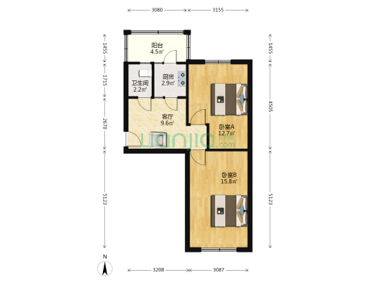 引河西里 2室1厅1卫 58平方