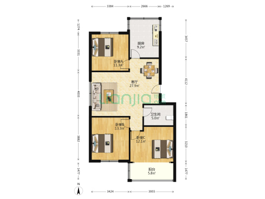 供销社家属院 3室1厅1卫 106平方