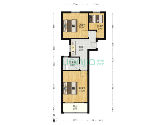 凯旋路10弄 3室0厅1卫 62平方