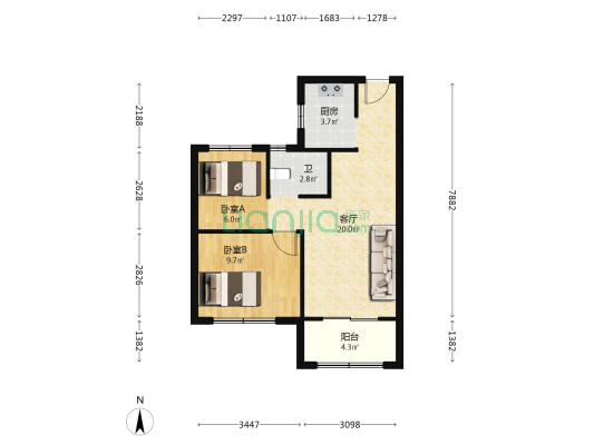 新华公寓祥瑞苑 2室1厅1卫 67平方