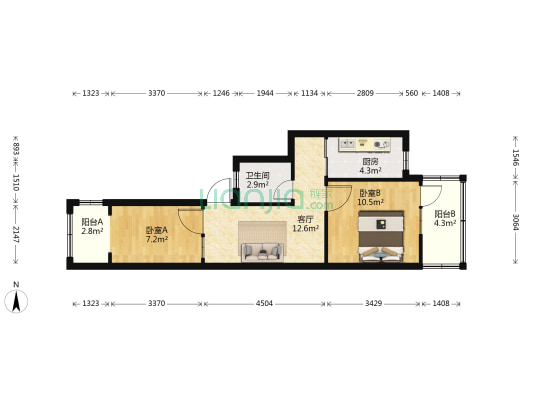 益居园 2室1厅1卫 53平方