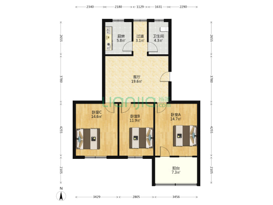 大地苑 3室1厅1卫 97平方