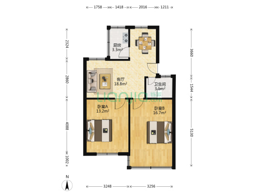 兴洋路79号 2室1厅1卫 63平方