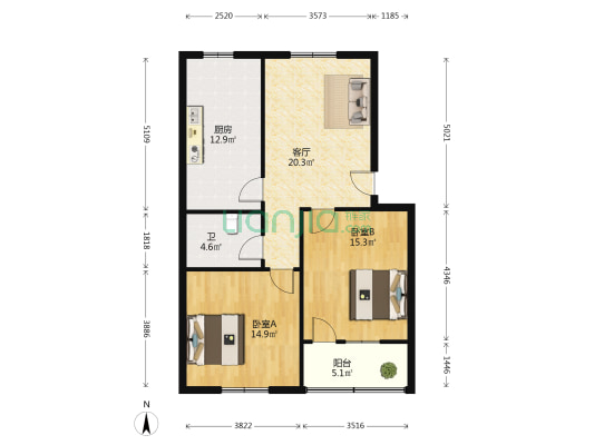 四通小区 2室1厅1卫 89平方