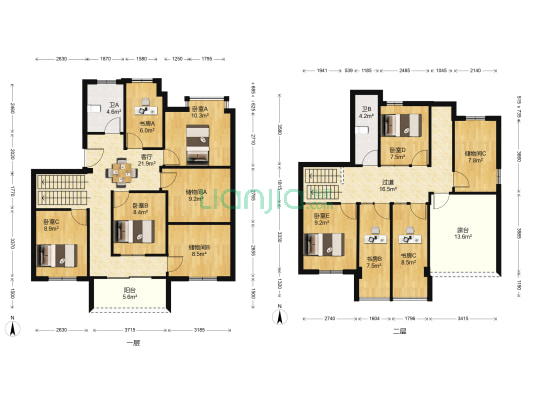太平洋名苑 8室1厅2卫 117平方