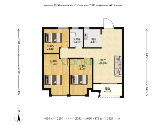 锦艺四季城香溪苑 3室1厅1卫 90平方