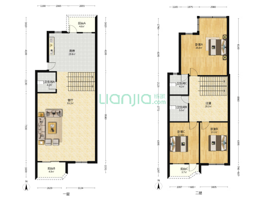 广发小区 3室1厅3卫 203平方