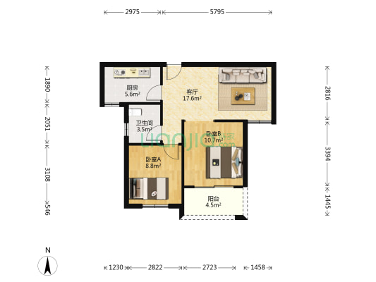 滨江桃园 2室1厅1卫 70平方