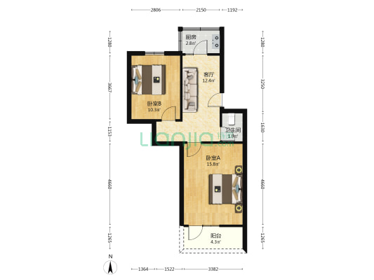 建国五巷6号院 2室1厅1卫 57平方