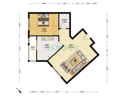 景逸园 1室1厅1卫 86平方