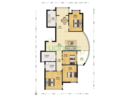 雍景湾(萧山) 4室2厅2卫 160平方