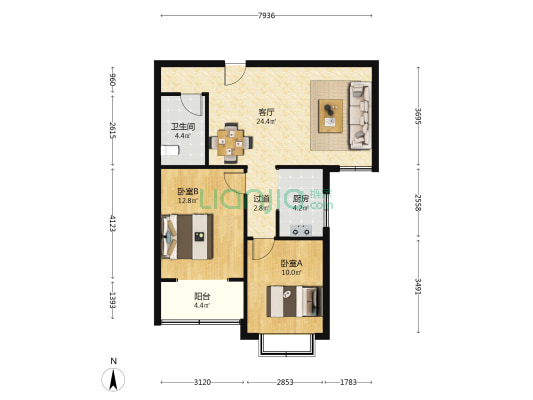 盛海华庭 2室1厅1卫 83平方