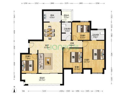 中建湖山印象鸟山鸣 4室1厅2卫 132平方