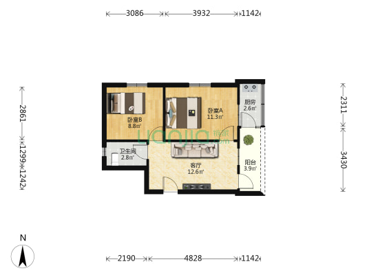 打索埕巷 2室1厅1卫 93平方