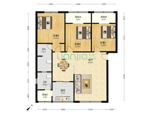 实验小学南溪宿舍 3室1厅2卫 124平方