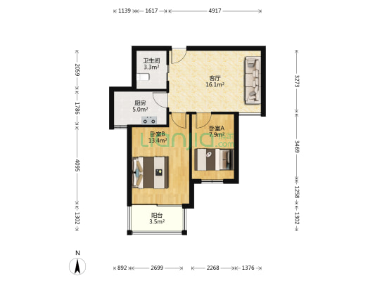 米山雅居东区 2室1厅1卫 66平方