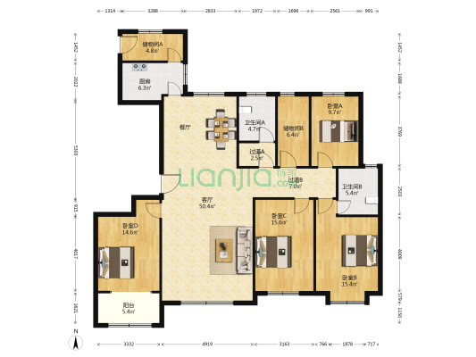 颐清园 4室1厅2卫 195平方