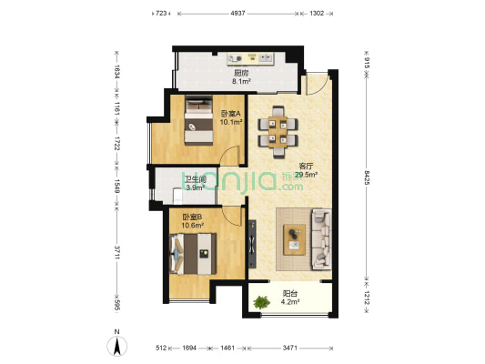 泰合新光华府 2室1厅1卫 79平方
