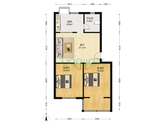 玉龙路46号 2室1厅1卫 85平方