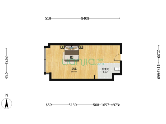 聚美公寓  1室0厅1卫 51平方
