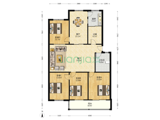 柴家什字农行家属院 4室2厅1卫 155平方