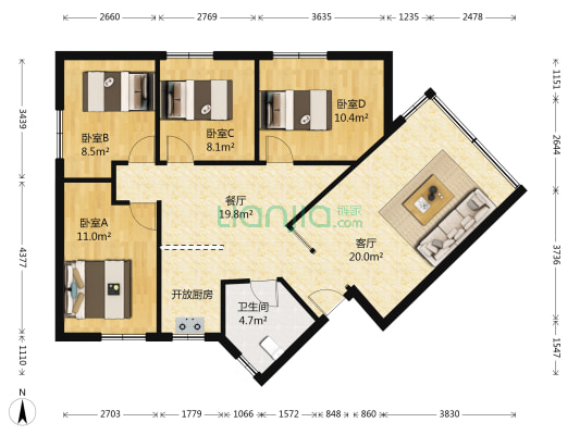 东门晒布路小区 4室2厅1卫 92平方