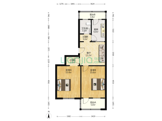 民安路57号 2室1厅1卫 77平方