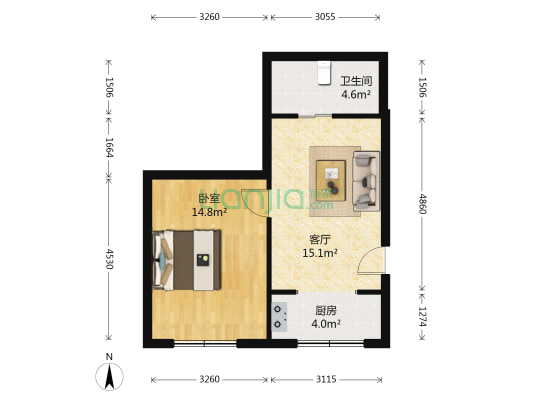锦江里 1室1厅1卫 51平方