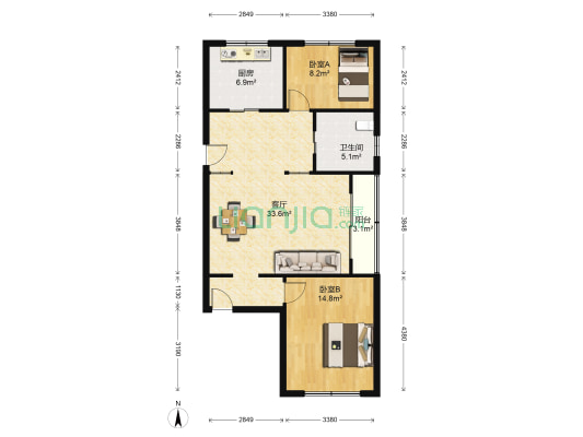临天七弄 2室1厅1卫 97平方