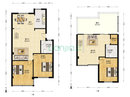 金城阳光苑 3室3厅2卫 153平方