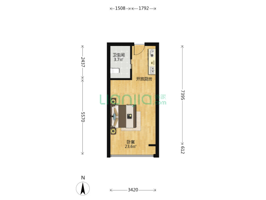 天目中心 1室0厅1卫 36平方
